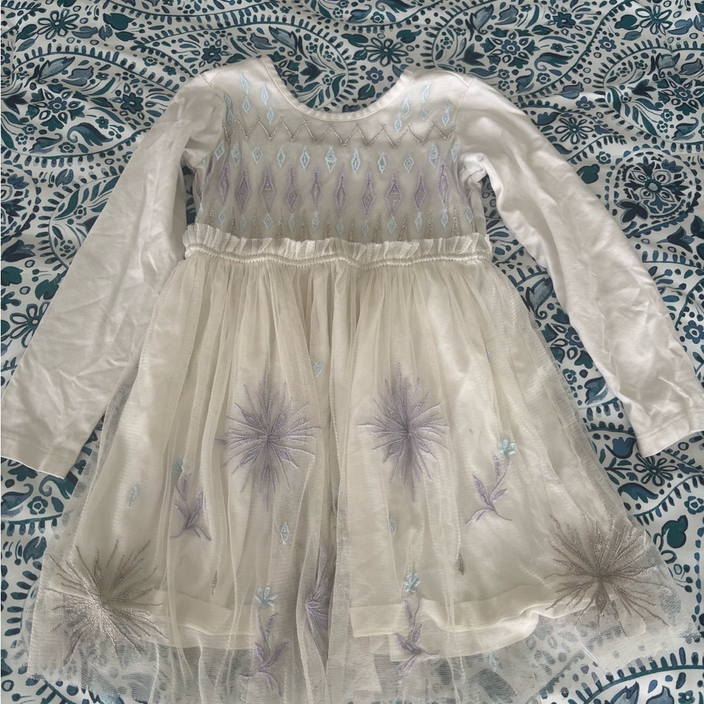 Girls' White and Silver Embroidered Dress